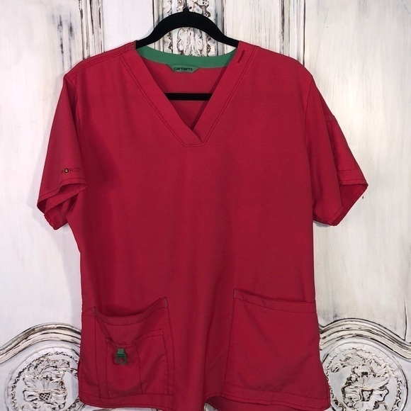 Carhartt Pink Short Sleeve Scrubs Top Size Large - Picture 1 of 6